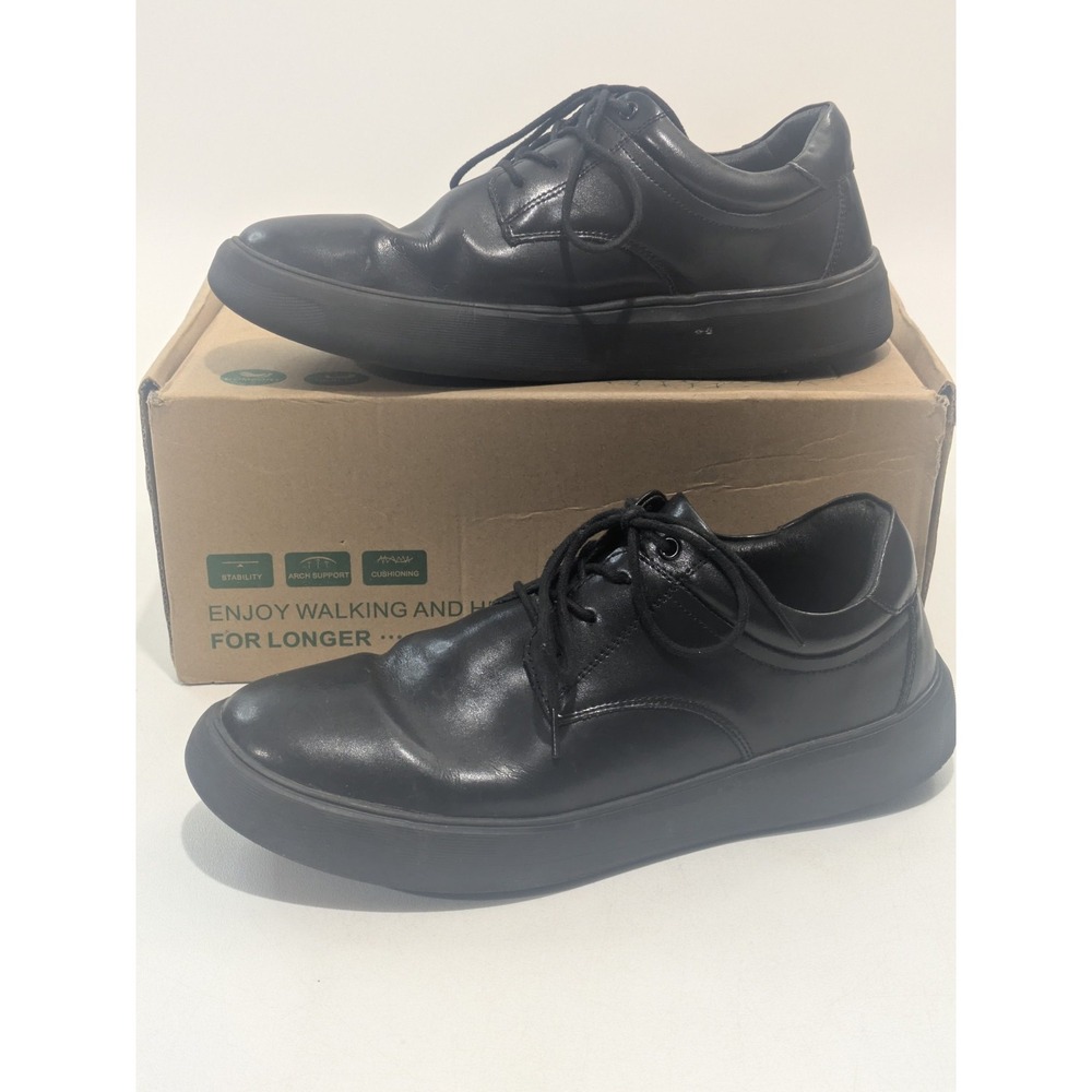 Orthocomfoot Men's Black Leather Casual Shoes Lace-Up Size 44 (US ~10)